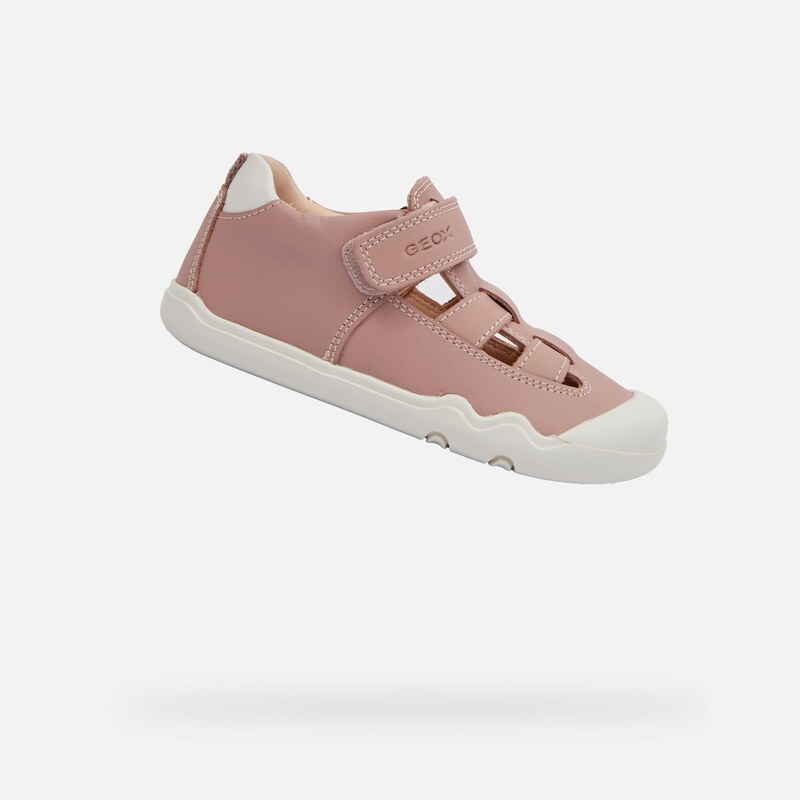 Starorůžové dívčí barefoot tenisky s otevřeným nártem Geox