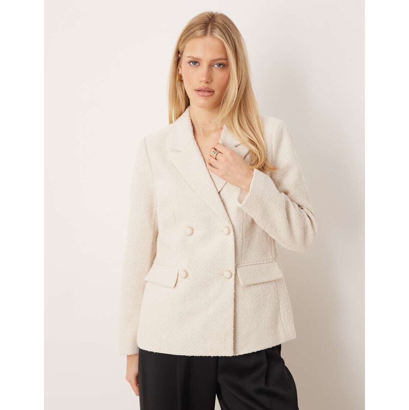 YAS tailored boucle double breasted blazer with ornate buttons