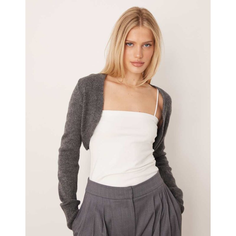Mango knitted top shrug in charcoal-Grey 112247487