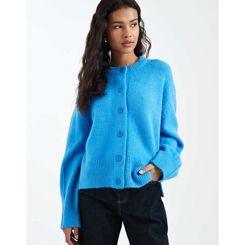ASOS DESIGN boxy crew neck cardigan with side split detail in bright 115520150