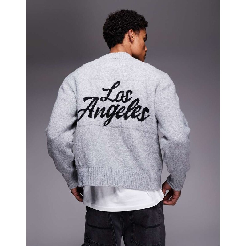 ADPT oversized knit jumper with Los Angeles print in grey 112247534
