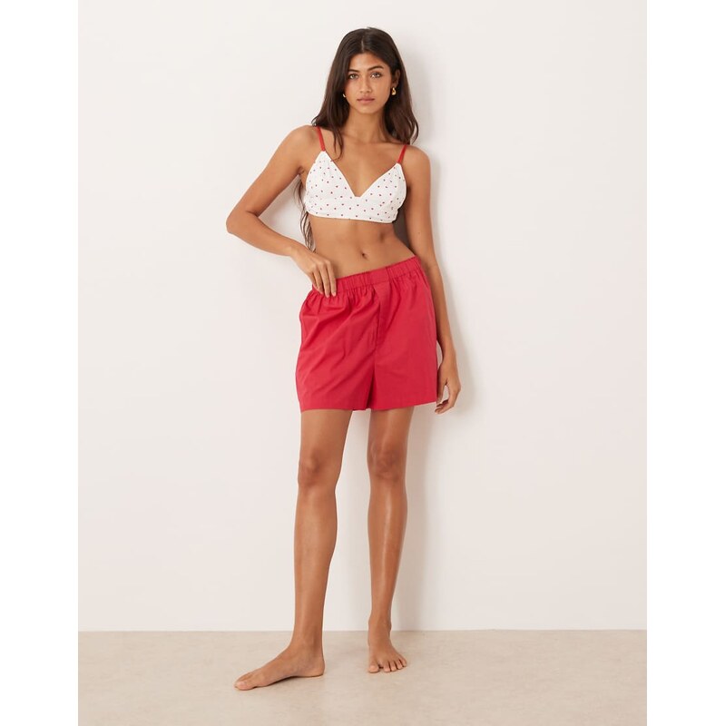 ASOS DESIGN cotton poplin boxer short in red 112640180