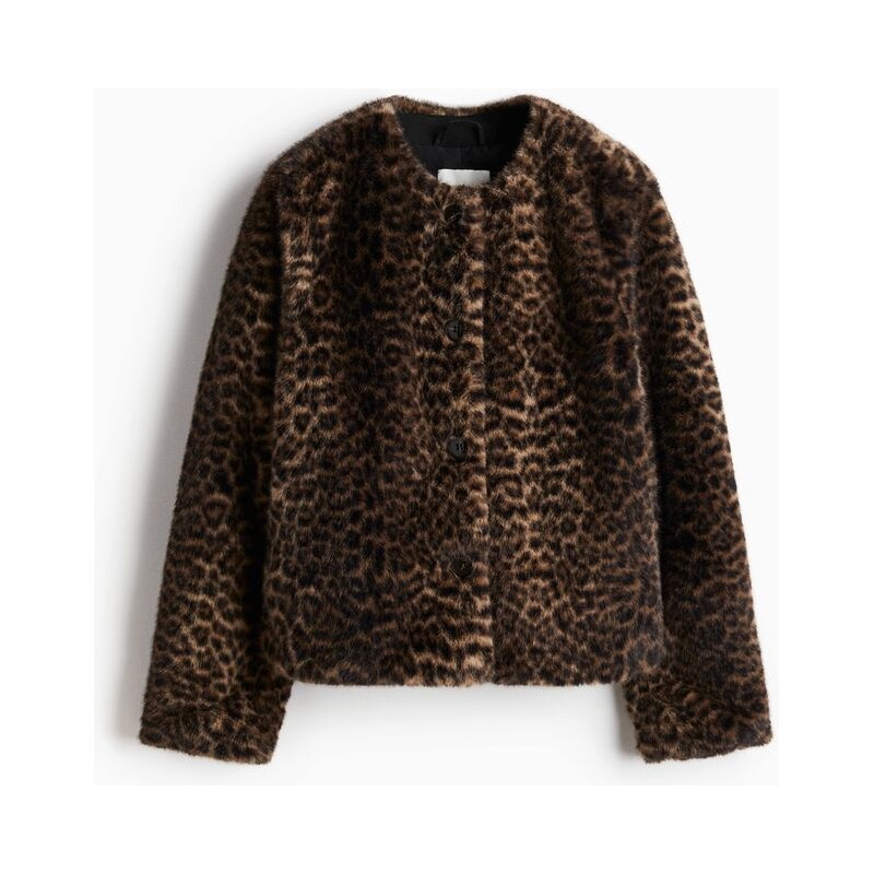 H&M - Bunda - Béžová/Leopardí Potisk