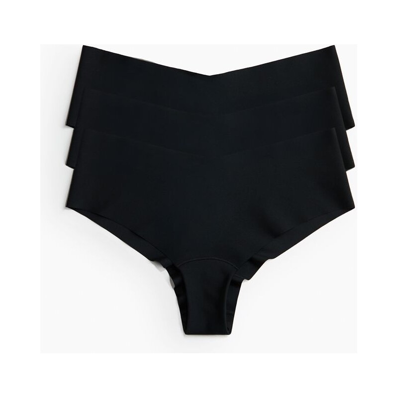 H&M - Neviditelné kalhotky hipster 3 kusy - Černá