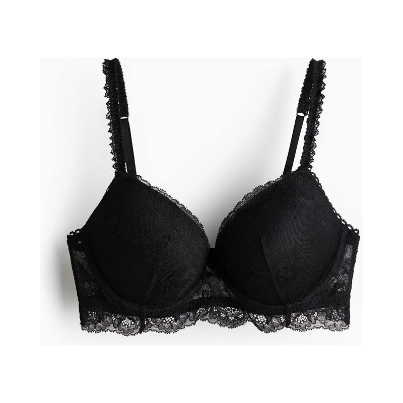 H&M - Krajková podprsenka push-up - černá 112248223