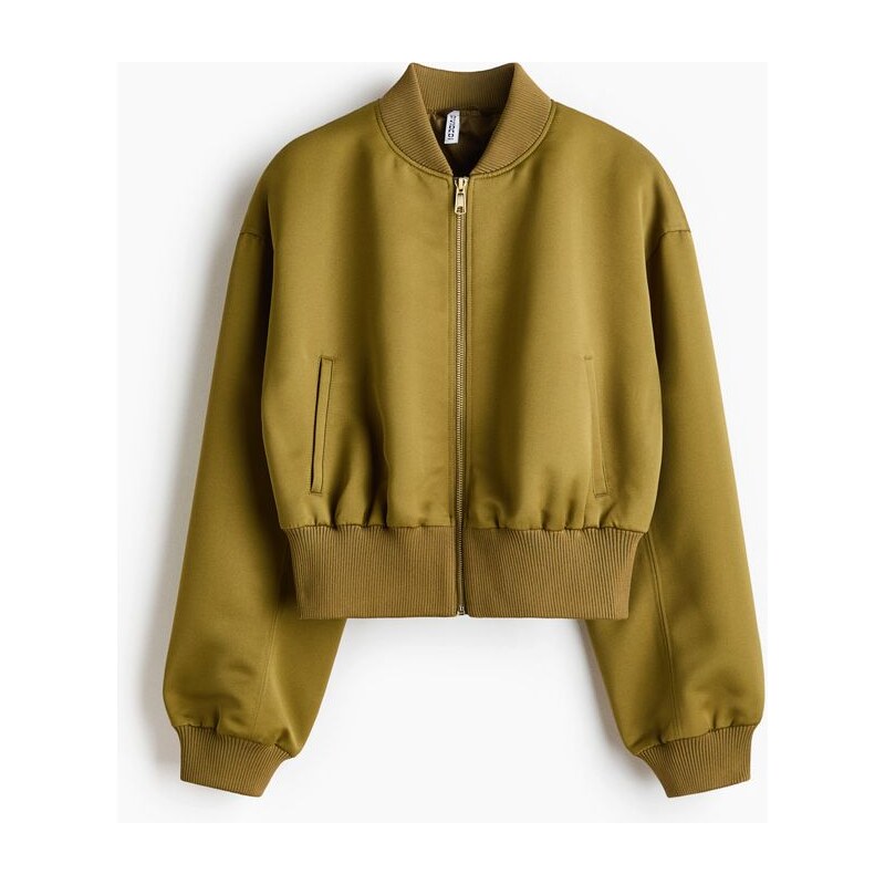 H&M - Bomber - Zlatě Olivová