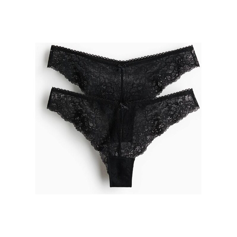 H&M - Krajkové kalhotky brazilian 2 kusy - černá 112248382