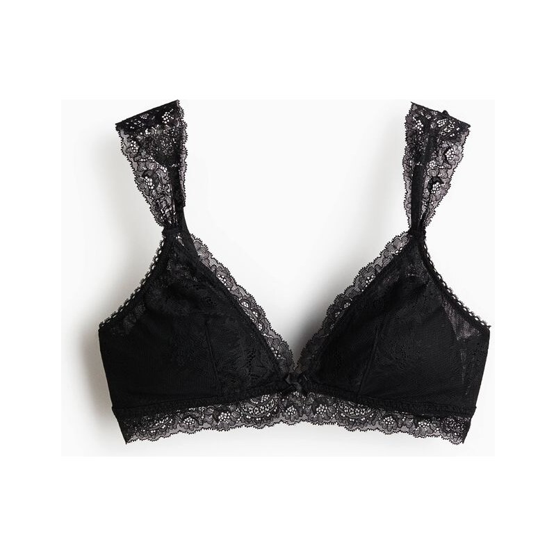 H&M - Měkká vyztužená krajková podprsenka - černá 112248358