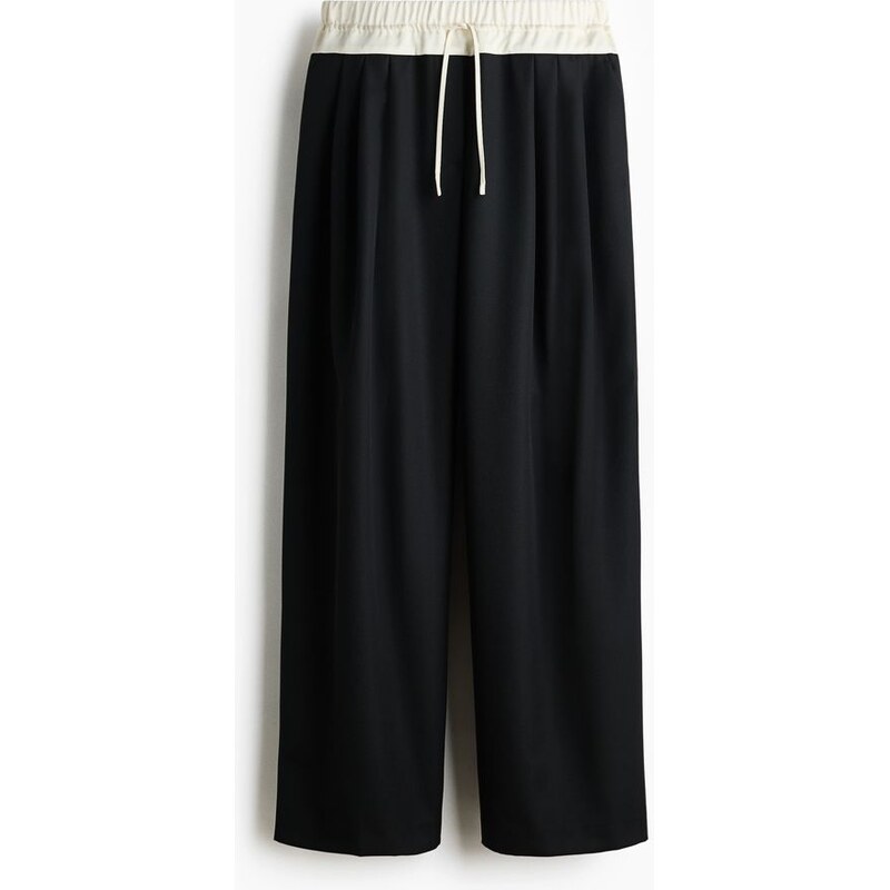 H&M - Kalhoty z vlněné směsi - Černá