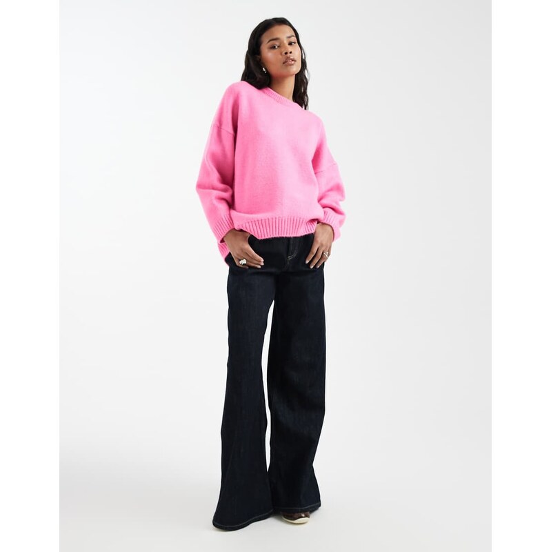 ASOS DESIGN oversized crew neck jumper with curved hem in bright