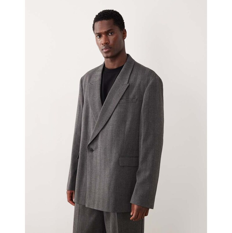ASOS DESIGN ASOS DEISGN slouchy oversized suit jacket in grey herringbone