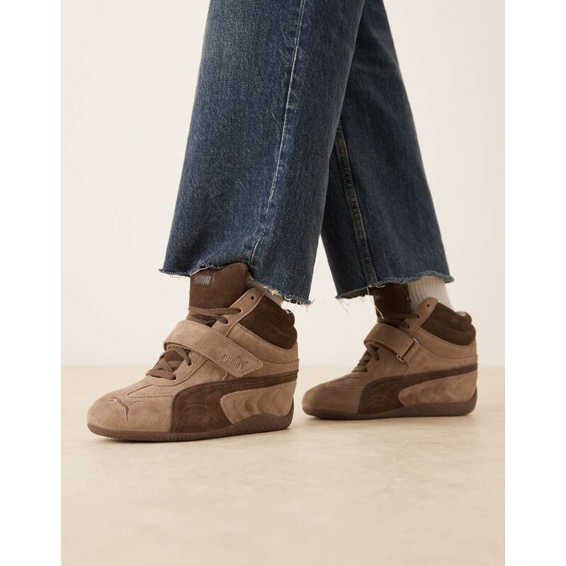 Puma Speedcat wedge trainers in Taupe-Chocolate-Black