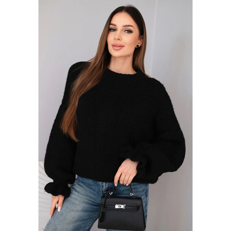 K-Fashion Dámský svetr s přídavkem mohairu s hrubým pletením a