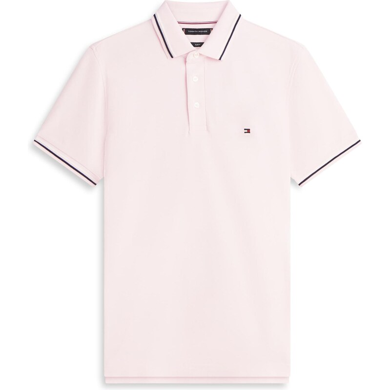 TOMMY HILFIGER Tričko Slim Fit Tipped pastelově růžová / červená
