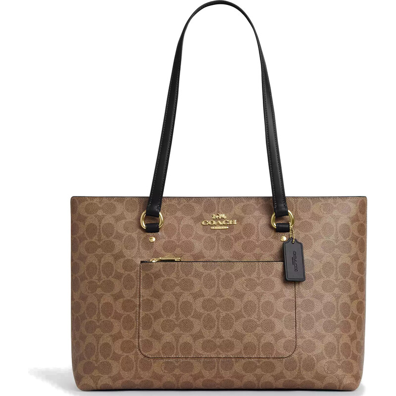 COACH Kabelka Station Tote Bag In Signature Canvas Gold Tan