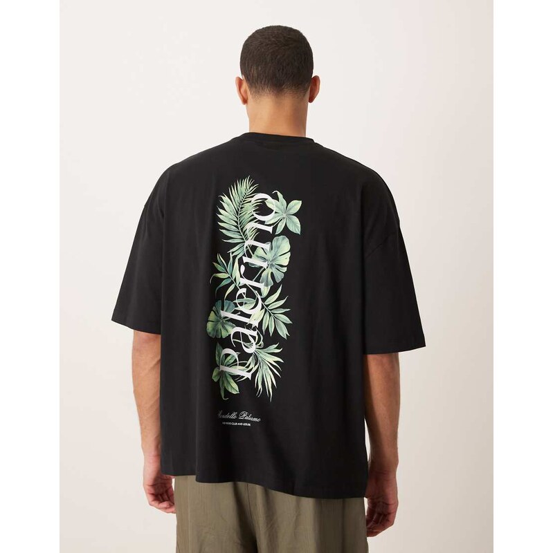 ASOS DESIGN oversized t-shirt with Palermo graphic in black