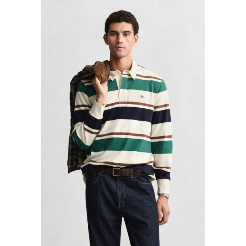 POLOKOŠILE GANT STRIPED HEAVY RUGGER CREAM
