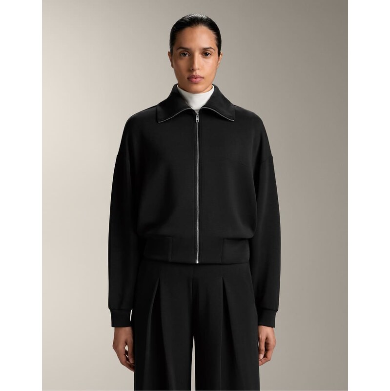 OYSHO Boxy jacket with pleat and soft-touch modal in black 112255582