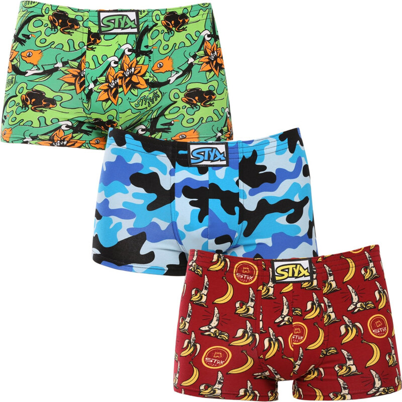 3PACK pánské boxerky Styx art klasická guma vícebarevné (3Q13970