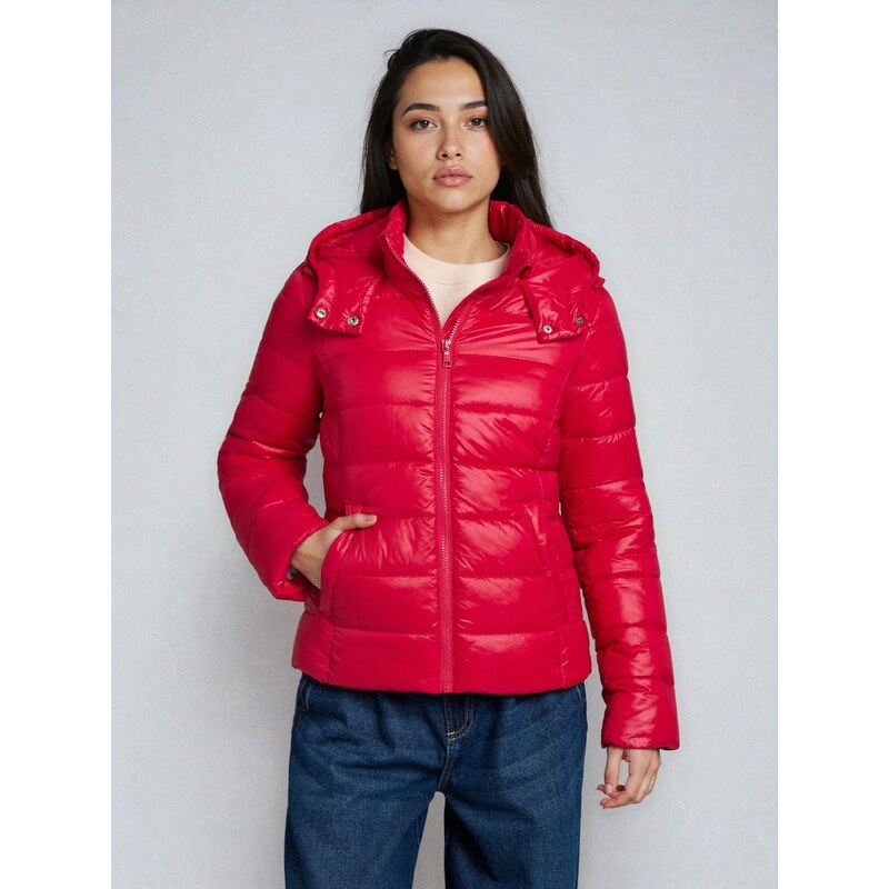 Sinsay - Prošívaná puffer bunda s kapucí - červená 111334355