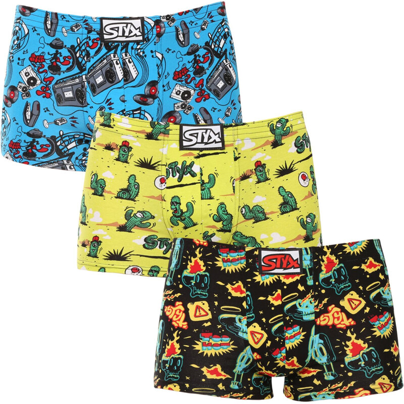 3PACK pánské boxerky Styx art klasická guma vícebarevné (3Q13188