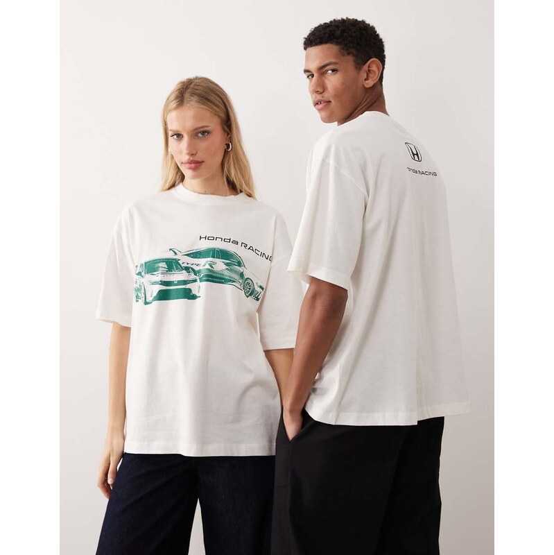 ASOS DESIGN unisex oversized t-shirt with Hrc car print in off