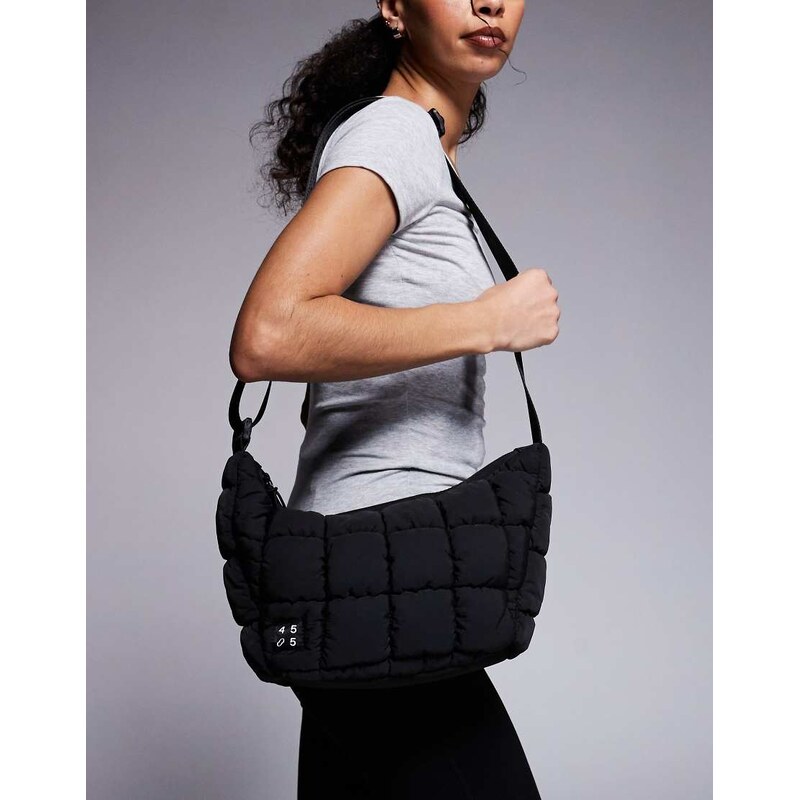 4505 quilted woven sling bag with inner zip pocket in black 112185026