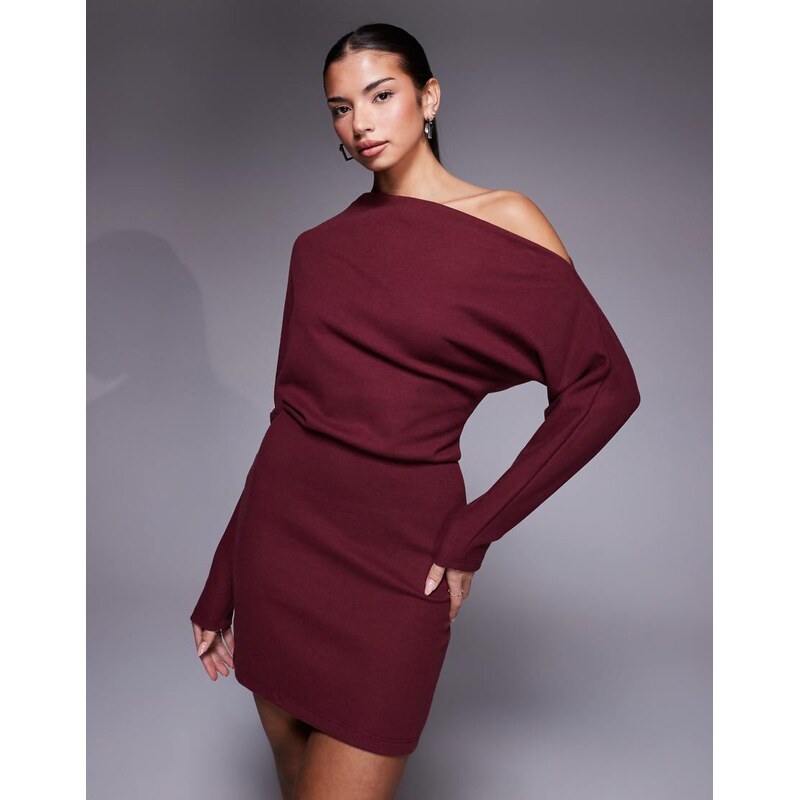 ASOS DESIGN supersoft long sleeve fallen shoulder mini dress in 112259566