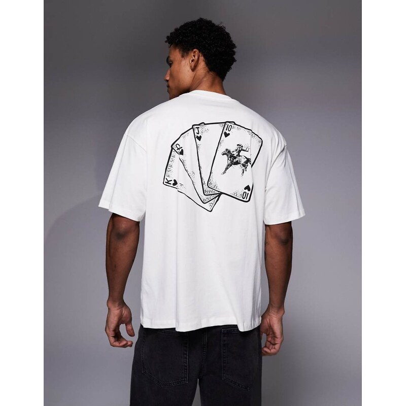 ADPT oversized t-shirt with equestrian deck back print in cream