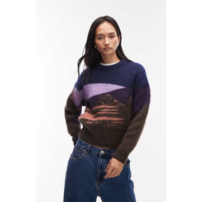 Lacoste printed jumper in purple 112259612
