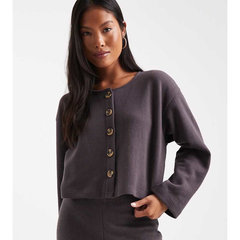 Miss Selfridge petite super soft cardigan set in charcoal-Grey 115512670