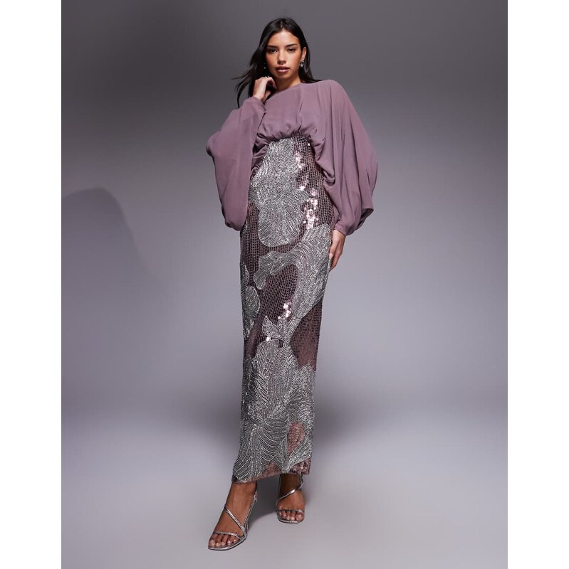 ASOS DESIGN blouson bodice batwing maxi dress with floral