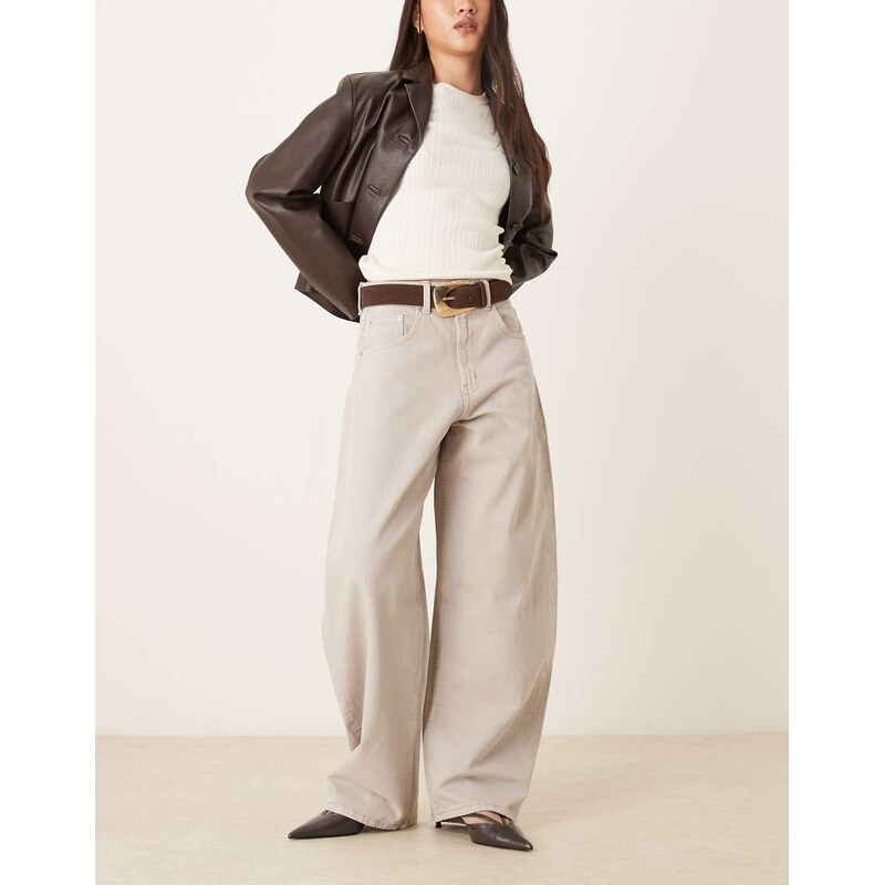 ASOS DESIGN high waisted barrel leg jeans in concrete-Grey