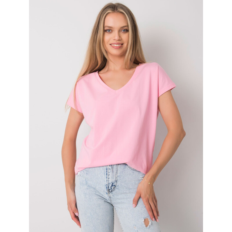 BASIC Růžové dámské tričko --light pink Světle růžová 113883167