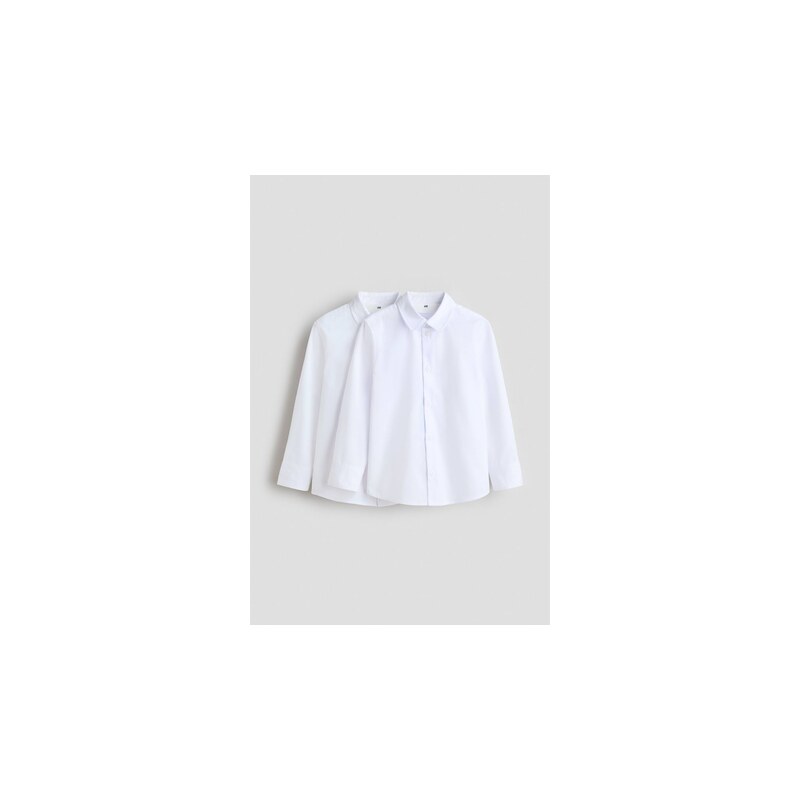 H&M - Školní košile easy iron 2 kusy - Bílá