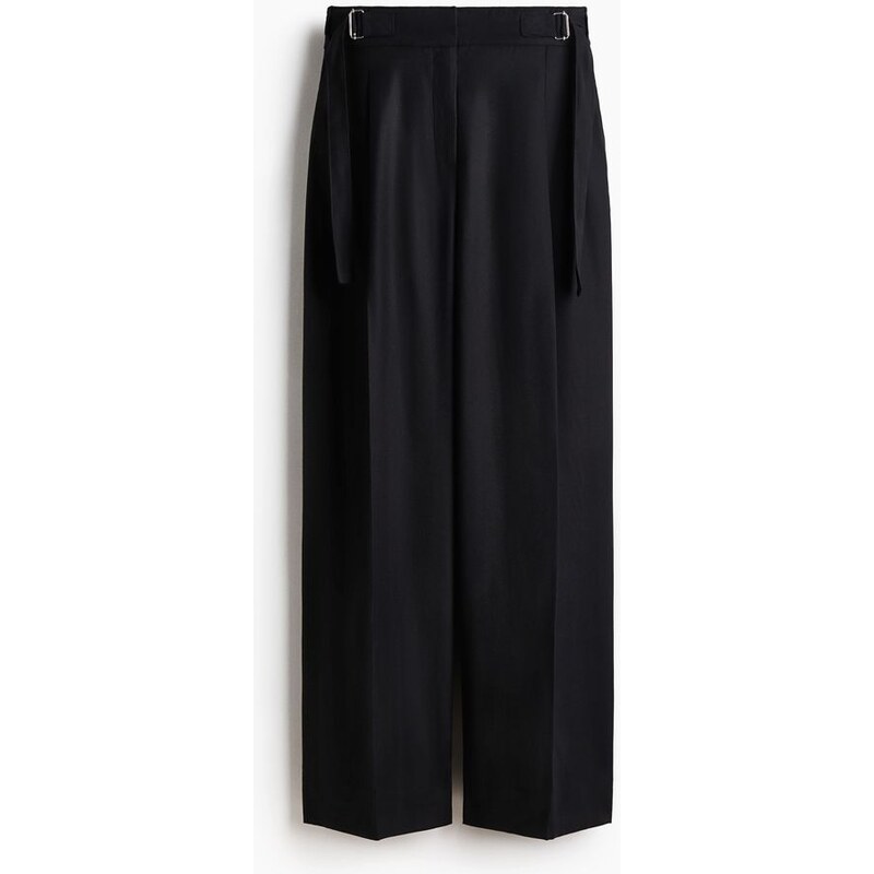 H&M - Široké kalhotys páskem - Černá