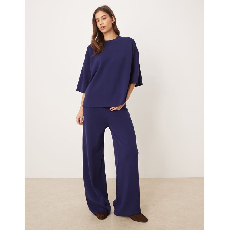 ASOS DESIGN knitted compact trouser co-ord in navy