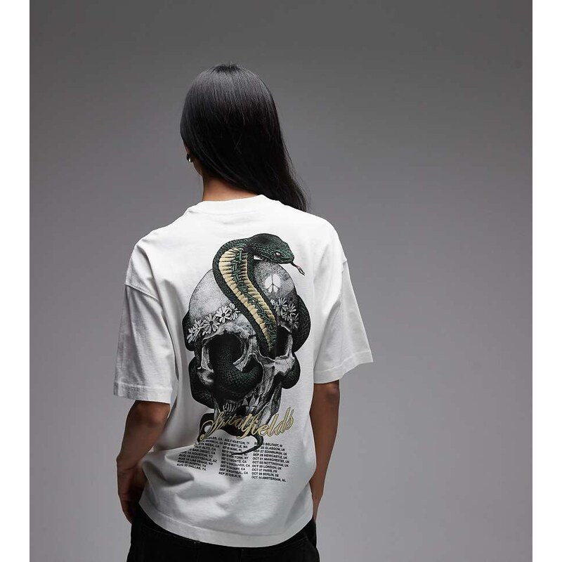 AllSaints Etta snake skull graphic tee in chalk-White 112264317