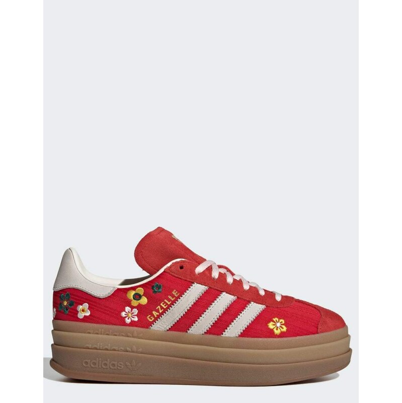 adidas Originals Gazelle bold trainers in red and off white