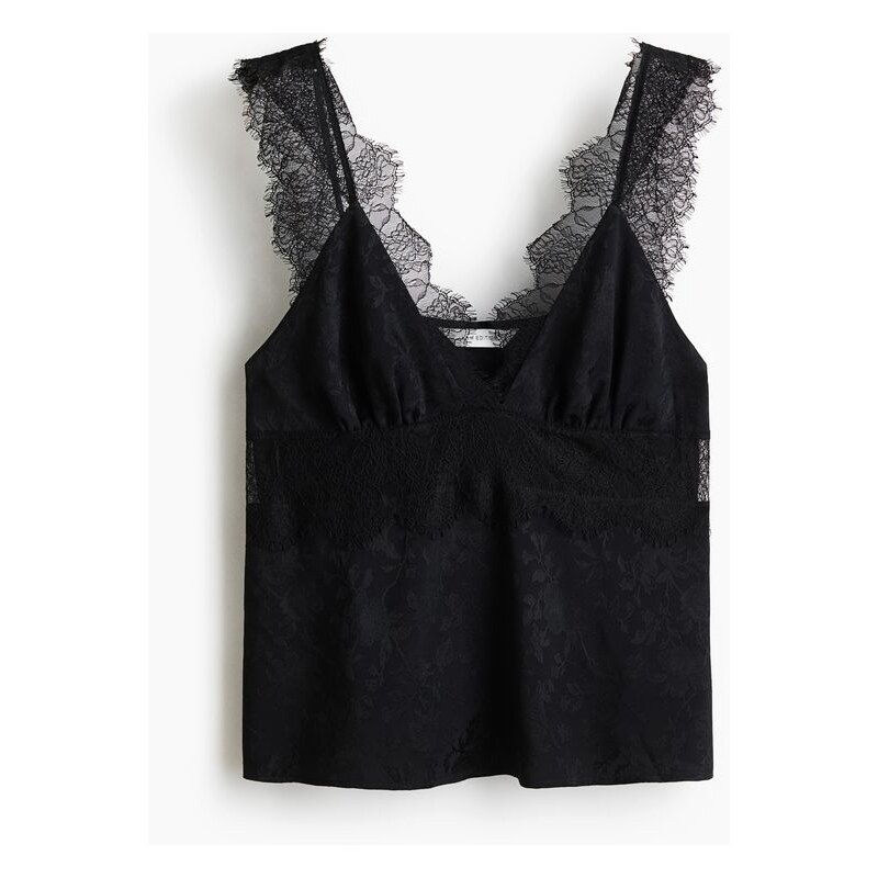 H&M - Tops krajkovým detailem - Černá