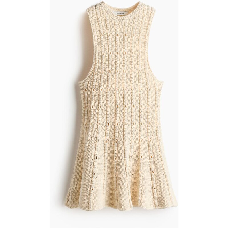 H&M - Top peplum z ažurového úpletu - Krémová