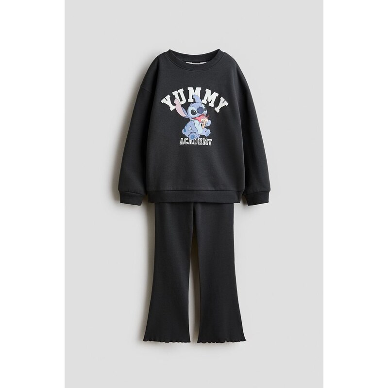 H&M - Dvoudílná soupravas tištěným motivem - Tmavě Šedá/Lilo &