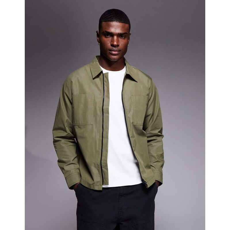 HUGO Red evalom oversized fit overshirt in green