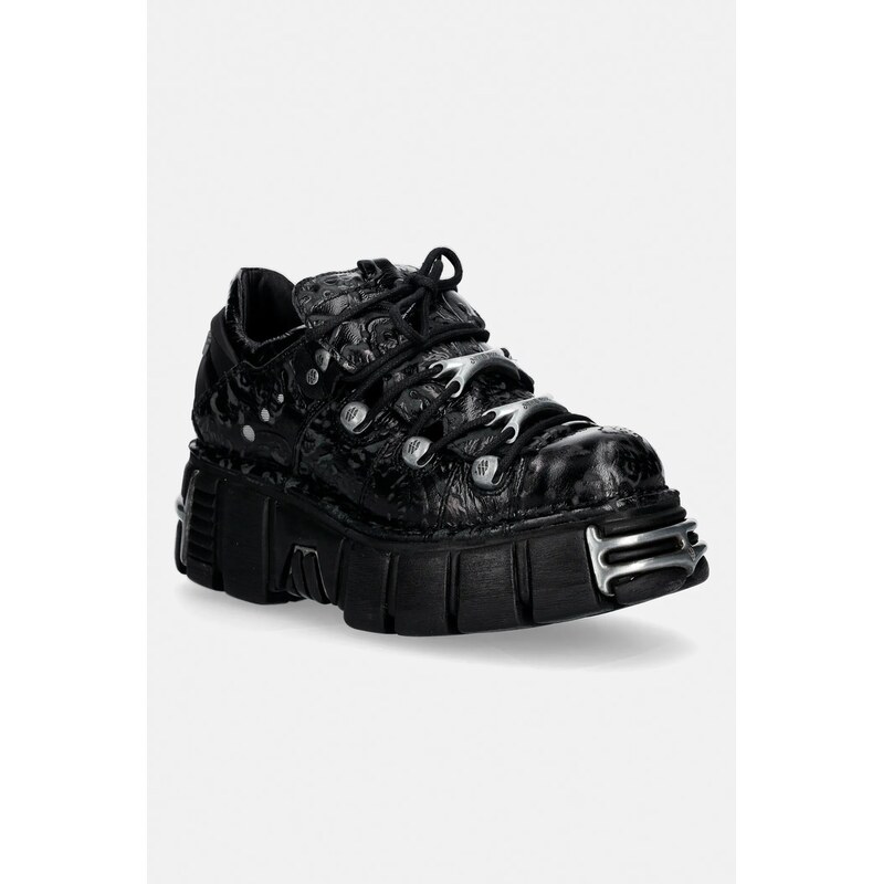 Kožené tenisky New Rock VINTAGE FLOWER NEGRO, TOWER NEGRO ACERO + l 112276831