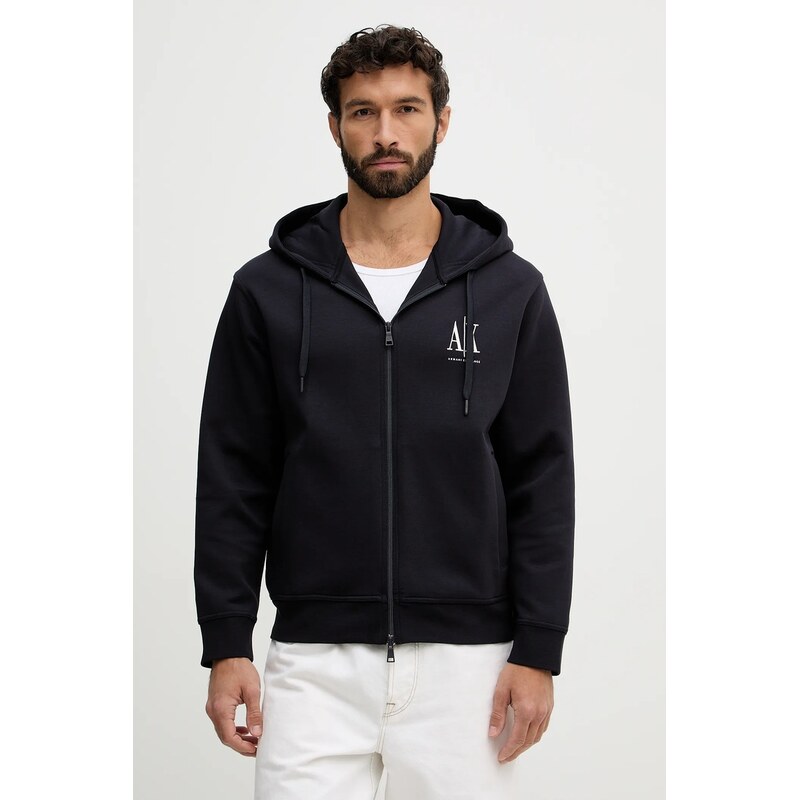 Armani Exchange rozepínací mikina s kapucí pánská s bavlnou