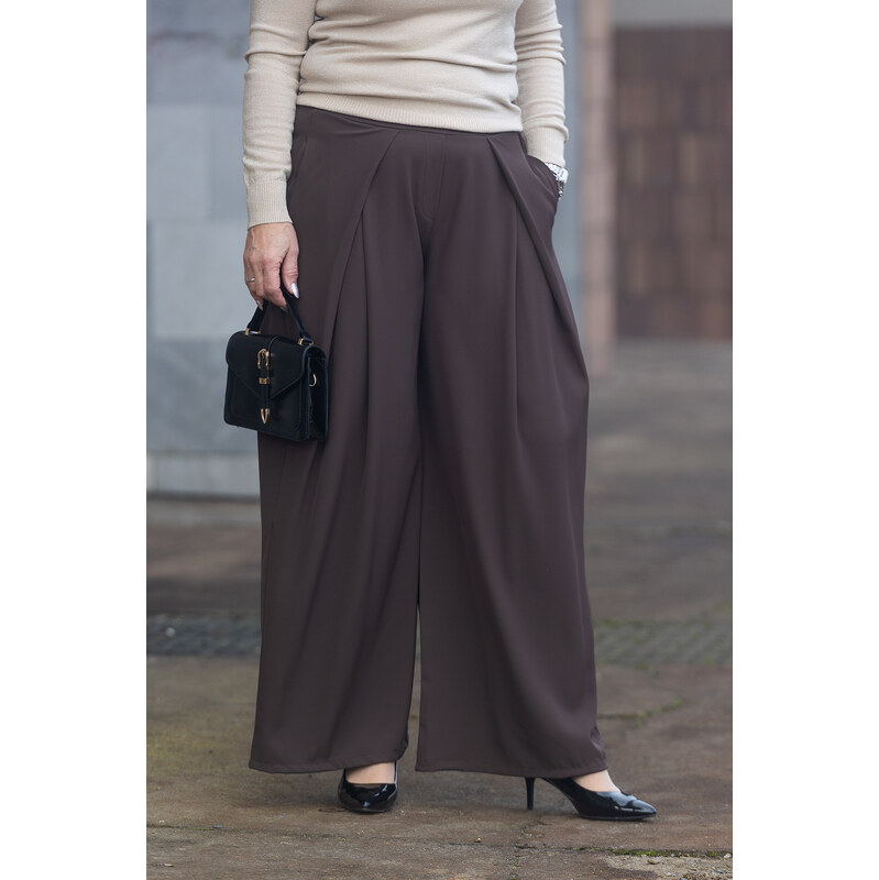 LUX LUNA Elegantní kalhoty ROYAL Barva: čokoládová, Velikost: UNI: M 112278498