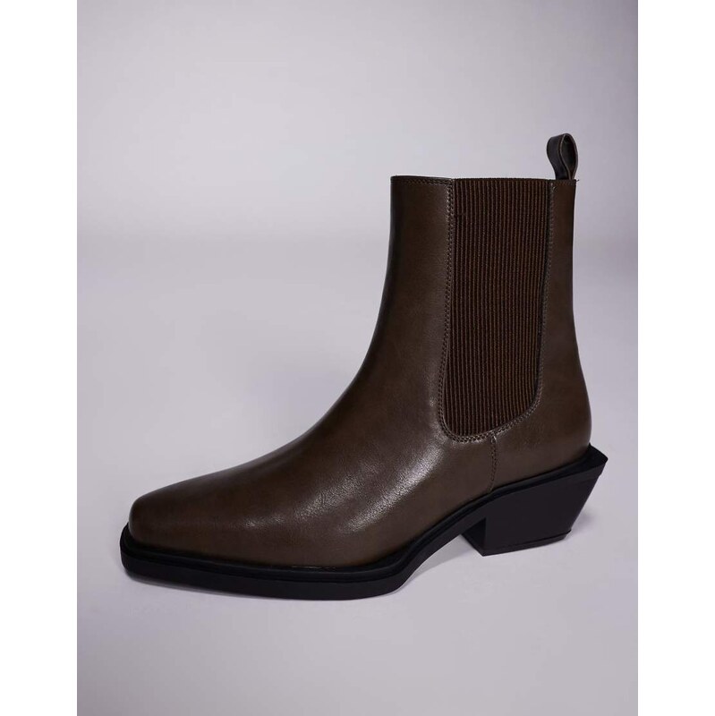ASOS DESIGN chelsea boots in brown with cuban heel