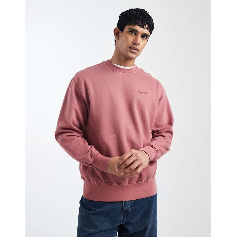 Levis authentic garment dye crew sweatshirt in washed red