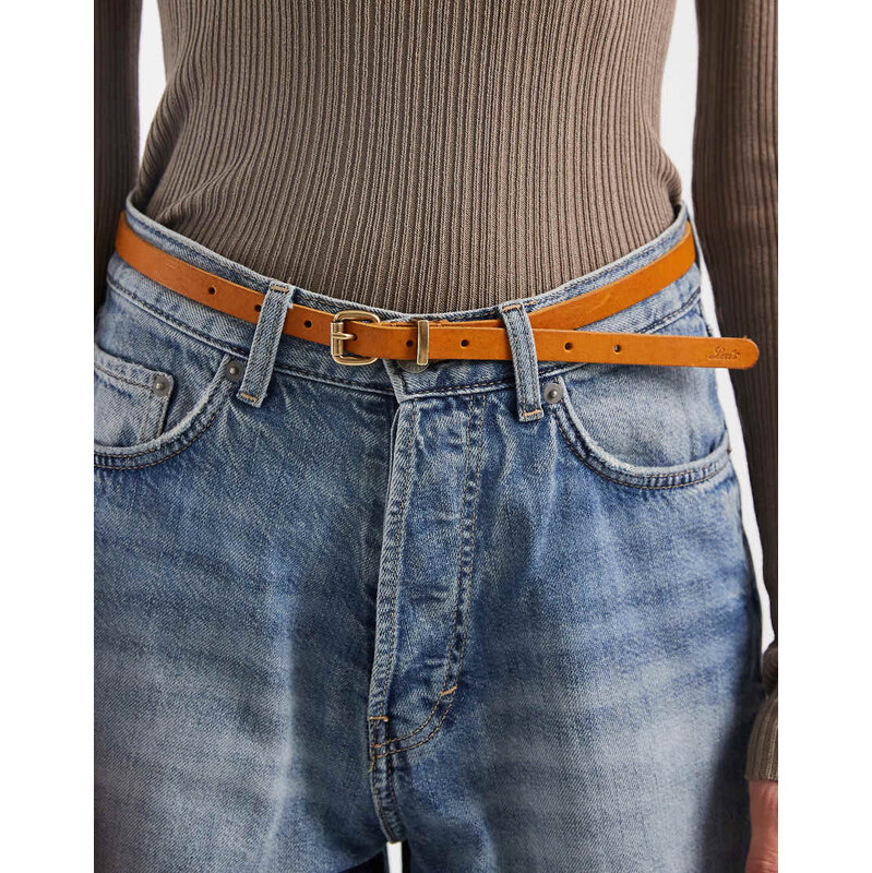 Levis skinny gold buckle belt in brown 112279881