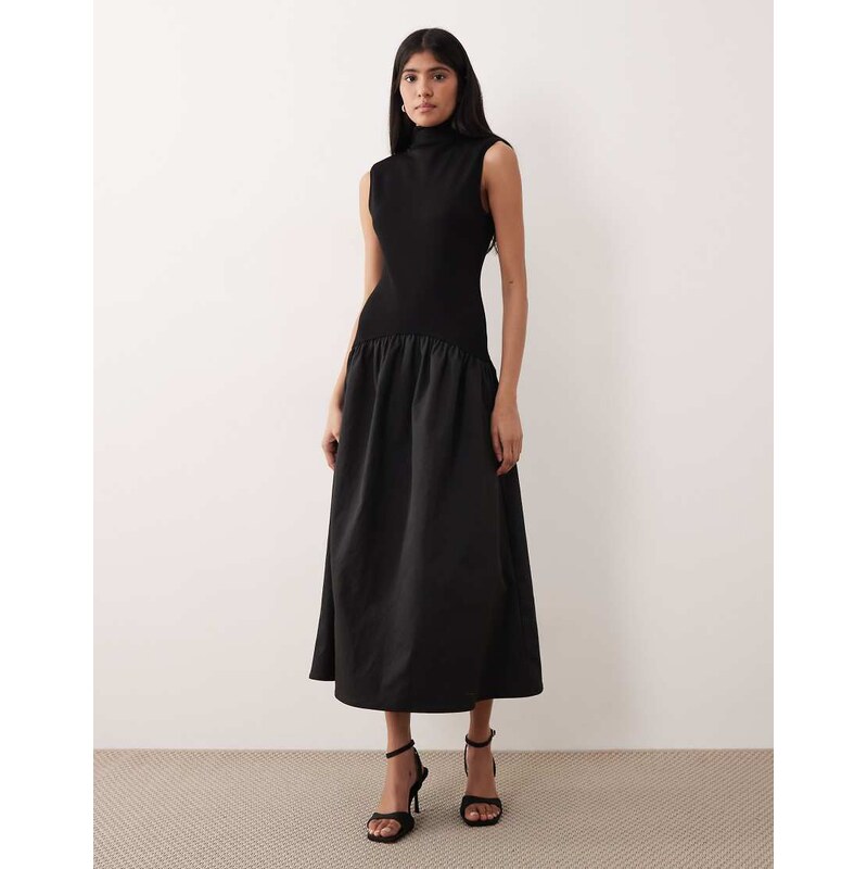 Pretty Lavish dropped waist sleeveless midaxi in black 112279903